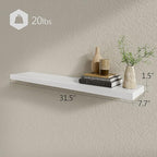 BAMEOS Floating Shelves, 31W x 8D Wall Mounted Display Shelves with Invisible Brackets, Set of 2 | Lightweight Décor Shelf for Bedroom, Living Room, Bathroom & Entryway White