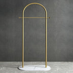 Freestanding Clothing Rack with Marble Base,Modern Arch Gold Garment Rack for Small Spaces,Sturdy Metal Coat Rack,Clothes Racks for Hanging Clothes in Bedroom,Closet,Entryway,Boutique Display