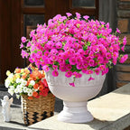 Waipfaru Artificial Flowers for Outdoors, 24 Bundles Faux Plants Outdoor, UV Resistant Artificial Plants Outdoor, Silk Petunias Fake Flowers for Outside Home Decor Planter Porch Decoration, Rose Red