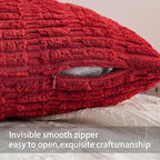 Aegero Pack of 2 Christmas Red Corduroy Decorative Throw Pillow Covers 16x16 Inch Soft Striped Pillow Covers Modern Farmhouse Home Decor for Sofa Living Room Couch Bed（Red）