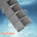 Large Hanging Sweater Organizer for Closet,Collapsible 6-Shelf Hanging Closet Shelves with Drawers, Washable (Grey-5 Shelf-2 d)