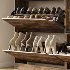 Shoe Cabinet with Bench and 3 Flip Drawers, Slim Narrow Shoe Storage Cabinet, Freestanding Shoe Rack Organizer with Adjustable & Removable Shelves, Anti-Tip for Entryway, Hallway, Foyer