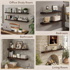 Marsmiles 36 inch Floating Shelves for Wall Solid Elm Wood Shelves|Rustic Wall Shelves with Invisible Heavy-Duty Bracket for Bathroom Living Room Kitchen|Walnut, 2 Pack