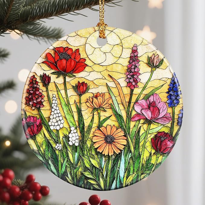 Christmas Ornament, Stained Glass Ornament, Christmas Ornaments for Tree, Hanging Ornaments for Home Decor & Xmas Decorations – Holiday Decor, Gift Ideas, Perfect Holiday & Xmas Gifts - Wildflower
