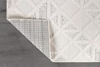 Modern Micro Loop Indoor Area Rugs for Living Room Bedroom Kitchen Geometric Square White 5x7 Luxury Durable Low and High Pile Non-Shedding Stain Resistant Soft Area Carpet 5 x 7