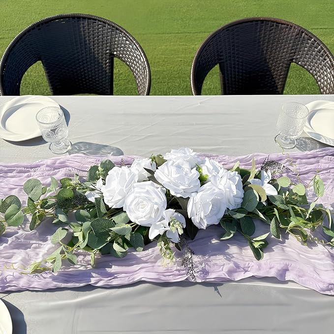 Wedding Arch Flowers, Rose Decorative Floral Swag for Lintel, 30Inch Artificial Greenery Eucalyptus Leaves Flower for Door Window Home Decoration
