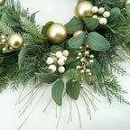 WreathDream 20 inch Artificial Christmas Wreath Winter Wreath for Front Door with Champagne Gold Berry,Christmas Balls for Front Door Farmhouse Indoor Outdoor Holiday Home Decor