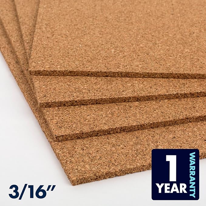 Quartet Cork Tiles, Bulletin Board Cork Panels 12" x 12" x 3/16", Natural, 8 Pack (108)