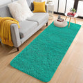 OLANLY 2x6 Machine Washable Runner Rugs for Hallway, Soft Fluffy Shaggy Bedside Rugs for Bedroom, Living Room, Indoor Floor Carpet for Kids Girls and Boys, Home Decor Aesthetic, Teal Green