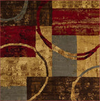 Unique Loom Barista Collection Area Rug - Kouillou (7' 1" Square, Multi/Brown)