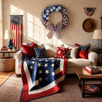 4th of July Wreath, 20 inch Patriotic Wreaths for Front Door, Red White Blue American Independence Day Memorial Day Flag Day 250th Anniversary Patriotic Home Decor Indoor Outdoor