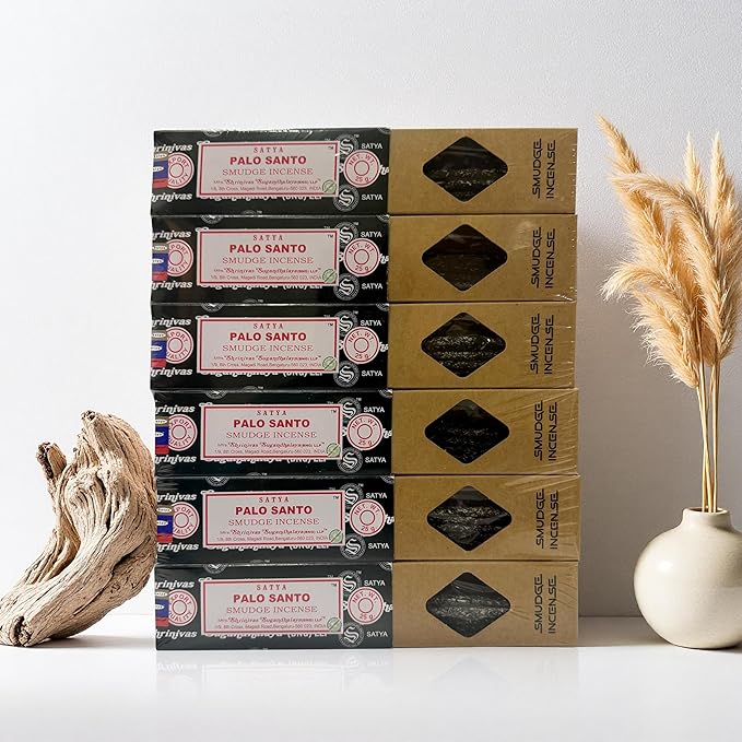 Satya Smudge Incense Stick – Hand-Rolled Indian Masala Incense for Meditation, Yoga & Spiritual Cleansing Pack of 6 (Palo Santo)