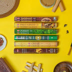 HEM Woody Series Premium Incense Sticks Combo | Sandalwood, Palo Santo, Forest, Feng Shui, Cedar & Madhur Chandan | 120 Sticks, 30-Minute Burn Time | Natural Aroma for Relaxation, Stress Relief