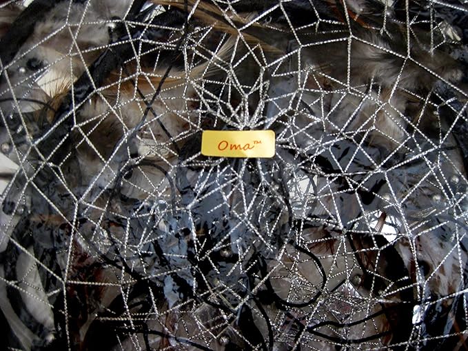 OMA Black Dream Catcher, 3D Design with Mosaic Glass and Feathers, Boho Home Decor Bedroom Decoration Gift Large Size - 30" Long x 9" Diameter