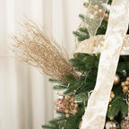 SLK 16-Pack Artificial Glitter Berry Stem Ornaments, Christmas Decorative Glittery Twigs, Picks, Branches for Tree, Wreath, Small Vase, Halloween Party (Champagne Gold)