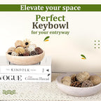 FNTSTICGOODS Travertine Decorative Bowl - 7.8” Diameter & 2” Height - Key Bowl for Entryway Table - Organic Modern Centerpiece - White/Gray
