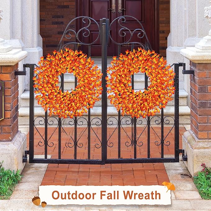 26 Inch Fall Wreaths for Front Door Outside，Realistic Autumn Wreath Outdoor，Large Halloween Thanksgiving Artificial Flowers Wreath，Fall Decorations for Home Front Porch Yard Window Farmhouse Decor