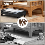 Under Bed Storage with Wheels - 2Pack 60L Underbed Storage Containers with Clear Lid & Label, Rolling Under Bed Storage Bins for Clothes, Shoes, Blankets (XL,Black)