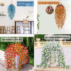 Artificial Hanging Flowers for Outdoors Fake Plants Decoration, 2 Pcs Faux Silk Daisy Flower Realistic Outdoor Flowers UV Resistant Porch Patio Window Yard Indoor Spring Decor(Red)