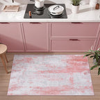 Ciicool Modern Abstract Area Rug, 2x3 Pink Grey Washable Small Entryway Rug, Low Pile Soft Non-Slip Kitchen Rug Thin Throw Rugs Room Mat Foldable Bathroom Rugs Non-Shedding Floor Carpet Indoor