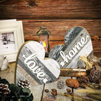 Jetec 2 Pcs Rustic Decorations for Living Room Home Shelf Mantel Entryway Table, Farmhouse Knick Knacks Christian Table Centerpiece Wooden Heart Decor for Dining Room Housewarming Gift(Vintage Style)