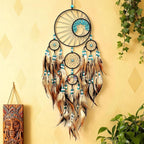 Dream Catchers,Large Dream Catcher for Bedroom Adult,Native American Boho Dreamcatcher Tree of Life Wall Decor with Turquoise Hanging Ornament Teen Dorm Room Decor Festival Gift (Brown)