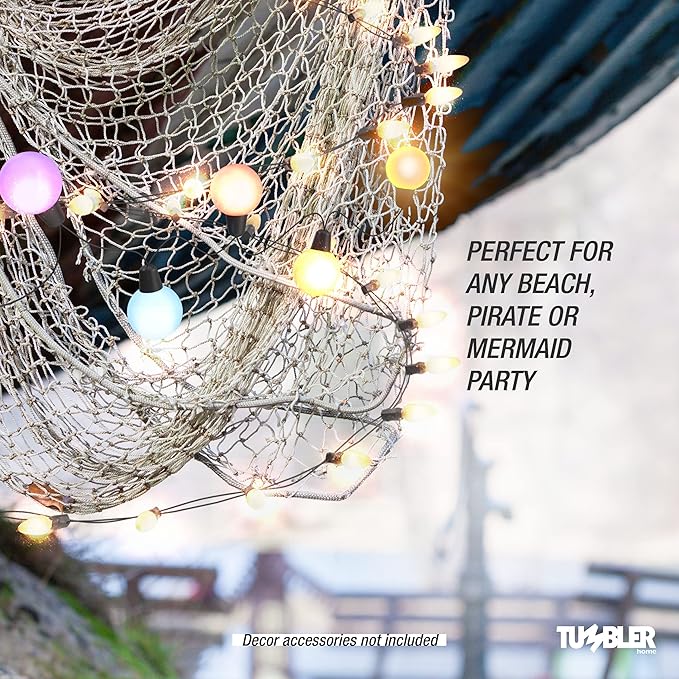 Tumbler Home Fish Net Decorations, Fishing Net Decor for Pirate, Mermaid, Fishing, Halloween, Hawaiian, Tiki or Beach Party Decorations, Fish Netting for Nautical Decor or Ocean Room, 5x10ft (2 Pack)