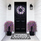 2Pcs Fake Hanging Flowers for Outdoor Decoration Artificial Hanging Flowers Realistic Daisy Plants UV Resistant, Faux Silk Flower for Porch Patio Window Sill Outside Decor(Purple Deep Purple)