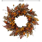 WreathDream 20 inch Fall Wreath Autumn Oak Leaves Wreath with Cape Gooseberry,Oak Leaf,Acorn,Berry,Pine Cone for Front Door Farmhouse Indoor Outdoor Festival Home Decor