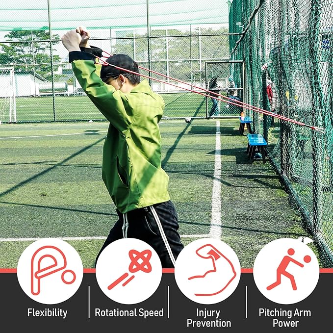 Zomiboo Baseball Bands Sports Resistance Exercise Bands Arm Strength Training Softball Baseball Pitching Training Workout Equipment for Youth Adult