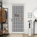WVM Over the Door Shoe Organizer with 35 Breathable Mesh Pockets, Hanging Shoe Organizer for Door with 4 Metal Hooks, Large Capacity Closet Storage for Shoes, Accessories, Grey