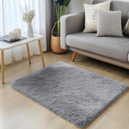 OLANLY 2x2 Machine Washable Small Rug, Soft Fluffy Shaggy Throw Rug for Bedroom, Entryway, Indoor Floor Carpet for Kids, Nursery, Home Decor, Light Grey