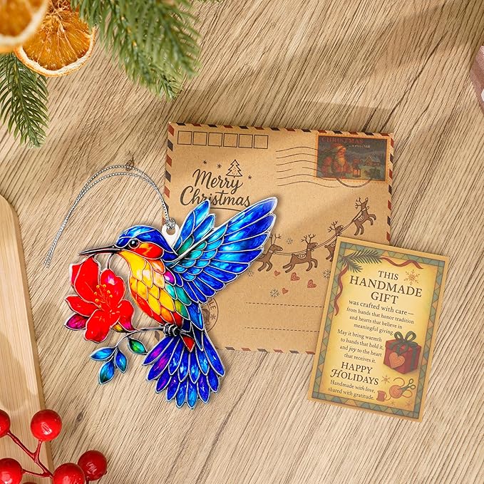 Hummingbird Gifts for Women - Christmas Ornament 2026 - Beautiful Christmas Ornaments Decorative Hummingbird with Meaningful Story Card Humming Bird Valentines Birthday Teacher Gift