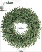 32 Inch Large Olive Wreaths for Front Door, Artificial Large Spring Summer All Seasons Year Round Green Lush Olive Branch Wreath for Home Farmhouse Porch Window Outdoor