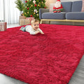 OLANLY 6x9 Machine Washable Large Area Rugs for Living Room, Bedroom, Soft Fluffy Shaggy Bedside Rug, Indoor Floor Carpet for Kids Girls and Boys, Dorms, Nursery, Home Decor Aesthetic, Red