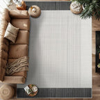 Modern Micro Loop Indoor Area Rugs for Living Room Bedroom Kitchen Geometric Striped Black-White 6x9 Luxury Durable Low and High Pile Non-Shedding Stain Resistant Soft Area Carpet 6 x 9