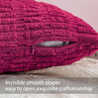 Aegero Pack of 2 Corduroy Decorative Throw Pillow Covers 12x20 Inch Soft Striped Pillow Covers Modern Farmhouse Home Decor for Sofa Living Room Couch Bed（Rose Red）