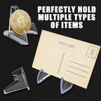 Bonsicoky 20 Pack Mini Clear Acrylic Easel Display Stands - Durable Display Holders for Coins, Card, Medals, and Collectibles - 2.7 Inch Tall