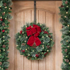 Haute Decor Hook & Lattice Metal Adjustable Length Over The Door Wreath Hanger, Matte Black (1 Pack) - Strong Unique Modern Design, Holds 20 Pounds
