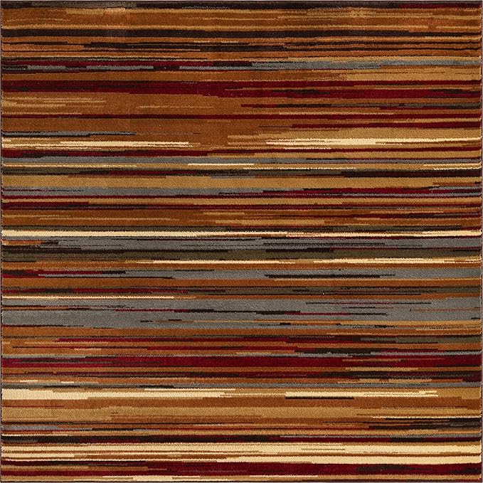 Unique Loom Barista Collection Area Rug - Icatu (5' 4" Square, Beige/Brown)