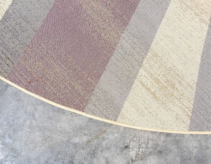 Unique Loom Barista Collection Area Rug - Ngada (4' 1" Round, Beige/ Red)