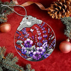 Stained Glass Ornament, Purple Bauhinia and Violets Ornaments, Unique Crystal Ornaments, Hanging Holiday Presents Idea, Car Hanging Ornaments, Car Charm, Mirror Accessories