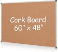 Extra Large Cork Bulletin Board 60" X 48", Silver Aluminum Framed 5'x4' Corkboard for Wall, Wall Mounted Notice Pin Board with 18 Push Pins for School, Home & Office
