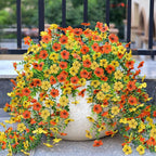 Artificial Hanging Flowers for Outdoors Fake Plants Decoration, 2 Packs Faux Silk Daisy Flower Realistic Outdoor Flowers UV Resistant Porch Patio Window Yard Indoor Spring Decor(Yellow Orange)