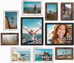 Vittanly 10 Pack Picture Frames Collage Wall Decor, Gallery Wall Frame Set for Wall or Tabletop Display, Multi Sizes with Two 8x10, Four 5x7, and Four 4x6 Photo Frames, Black&Brown&Distressed White