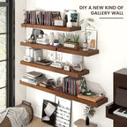 Venusmiles Floating Shelves for Wall, 36" W x 12" D x 2" H, 2 Pack of Long Wall Mounted Engineered Wood Shelves with Invisible Brackets for Living Room, Bedroom, Bathroom, Kitchen Decor, Walnut