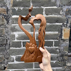 BGCOPPER Wooden Kissing Couple Ornament, Abstract Couple Portrait Sculpture Romantic Love Statue Decor Gift for Women Anniversary Valentine Wedding - 14 Inch