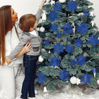 36pcs Christmas Navy Blue Snowflake Ornaments Plastic Glitter Snow Flakes Ornaments for Winter Christmas Tree Decorations Size Varies Craft Snowflakes
