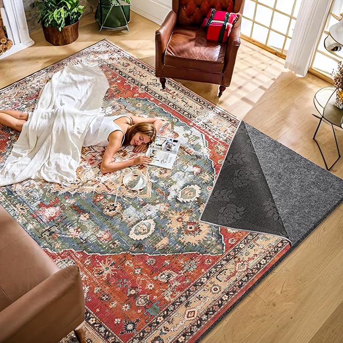 Waterproof Rug Pad, Thick 3x5 ft Under Area Rug Carpet Pad, Non Slip Rug Pads for All Floors and Hardwood Floors Finishes, Keep Carpets in Place Soft and Prevent Rug from Wrinkling or Buckling