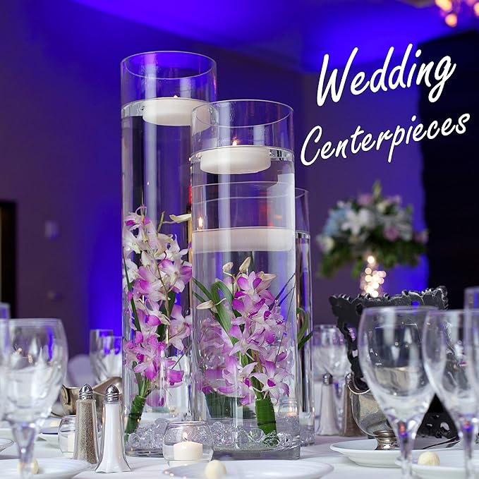 CYS Excel (H:16” D:4”) Tall Clear Glass Cylinder Vase | Multiple Size Choices Glass Flower Vase Centerpieces | Tall Hurricane Floating Candle Holder